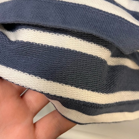 L.L. Bean Navy and Cream Hooded Striped Sweatshirt - Picture 4 of 6
